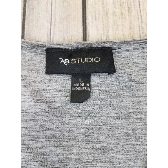 AB Studio Women’s Short Sleeves V-Neck Casual Top Blouse Size L Gray B58 - Picture 3 of 10